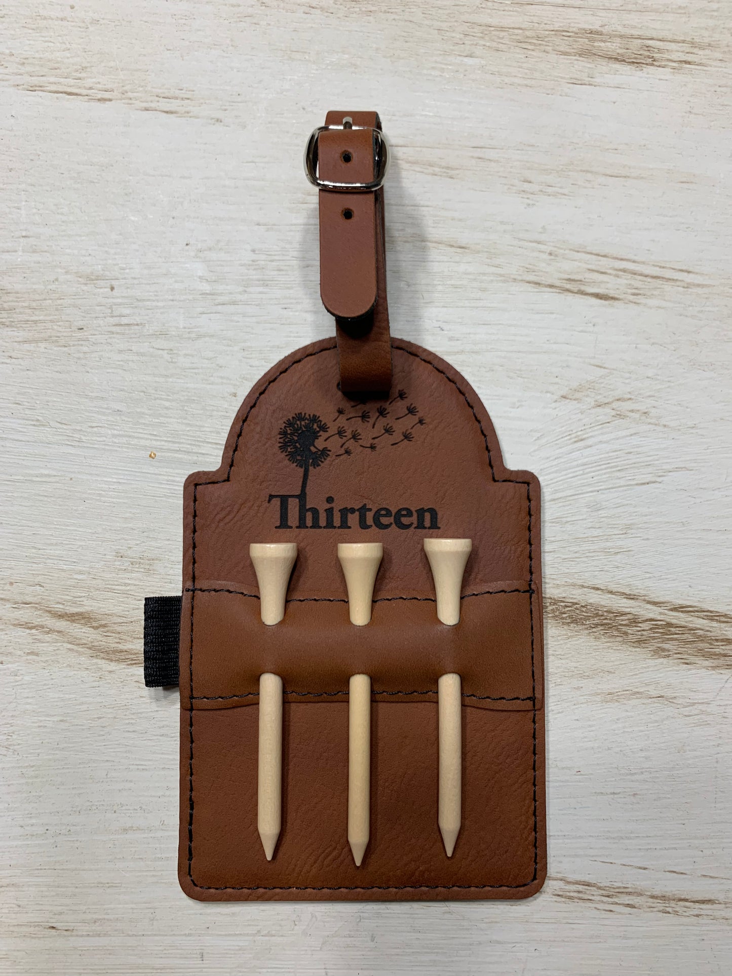 Brown Leather Golf Bag Tee Holder