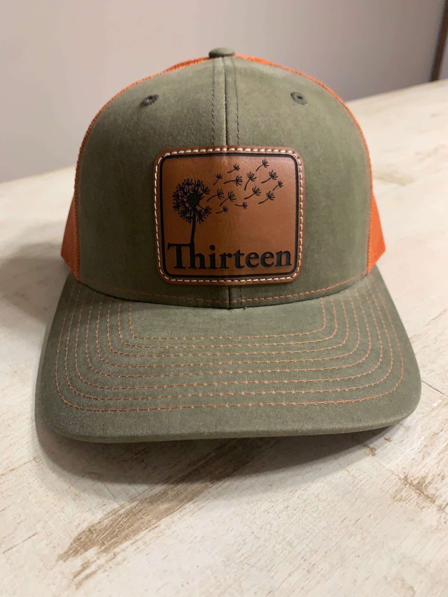 Olive Suede/ Burnt Orange- Rawhide Leather Patch