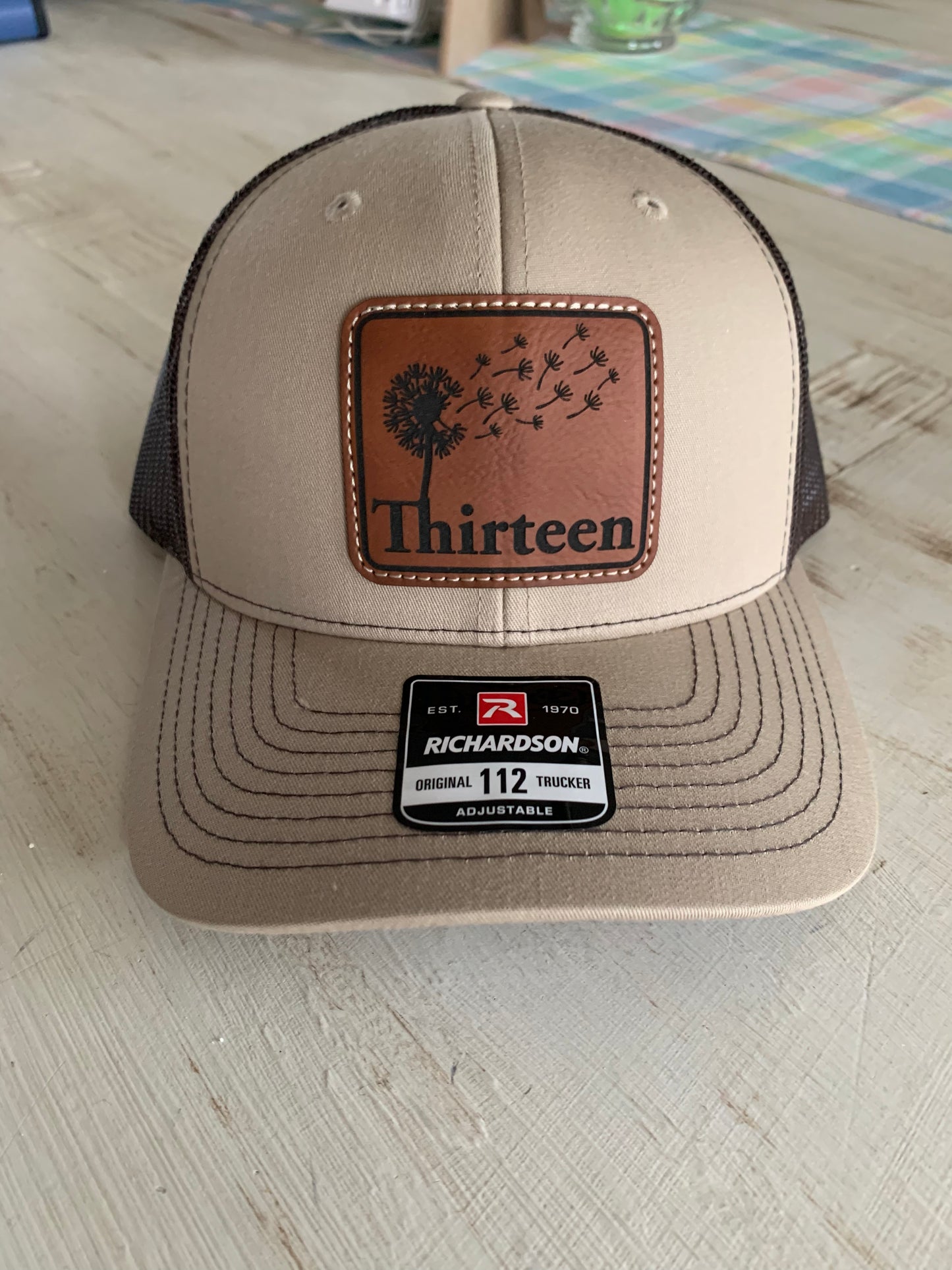 Khaki / Dark Brown- Rawhide Leather Patch