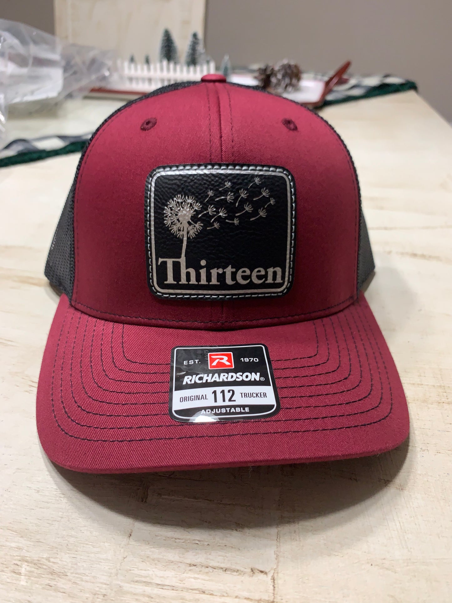 Garnet/ Black- Black Leather Patch