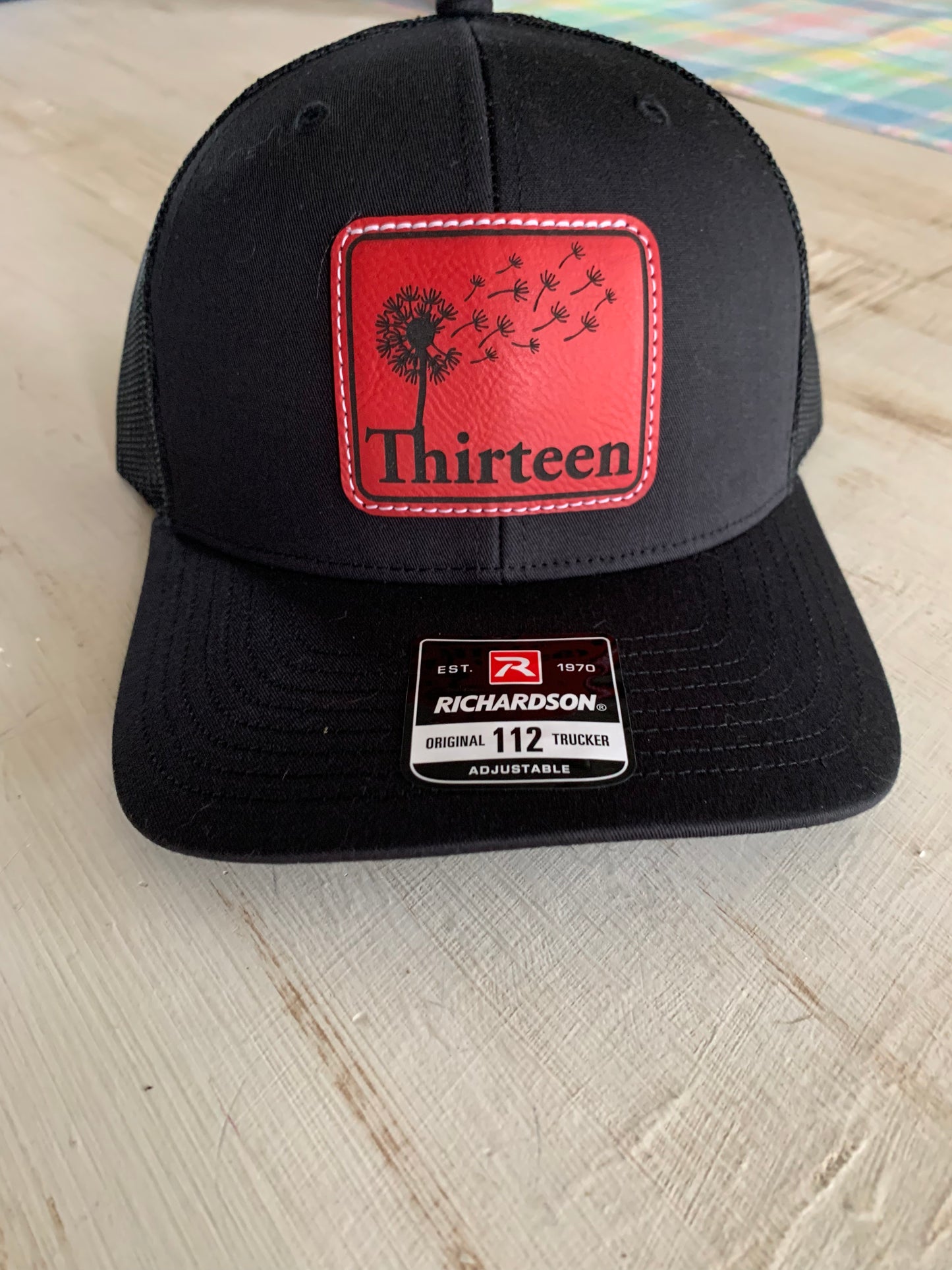 All Black- Red Leather Patch