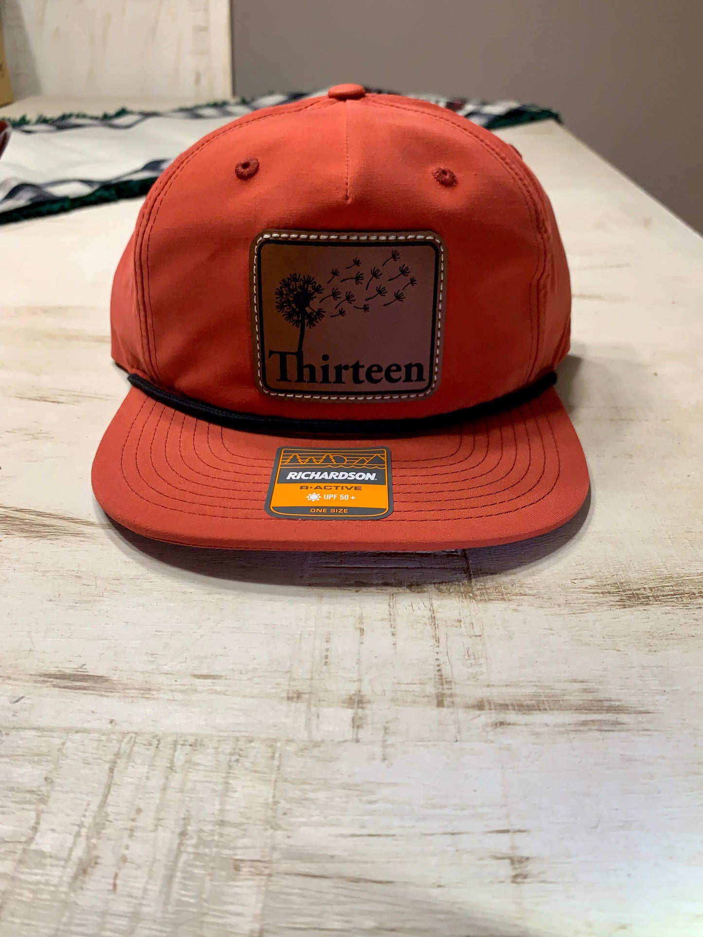 Burnt Orange w/ Black Rope- Rawhide Leather Patch