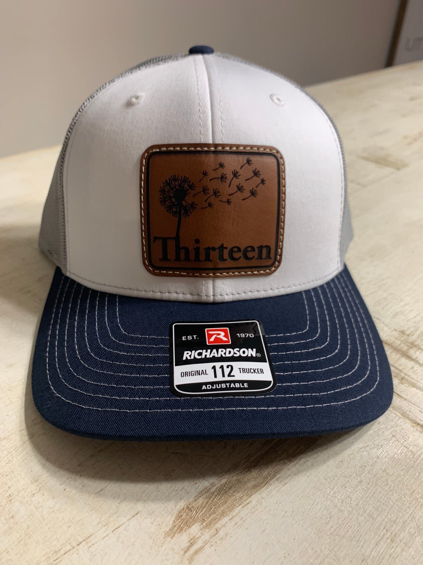 Navy/White/Stone- Rawhide Leather Patch