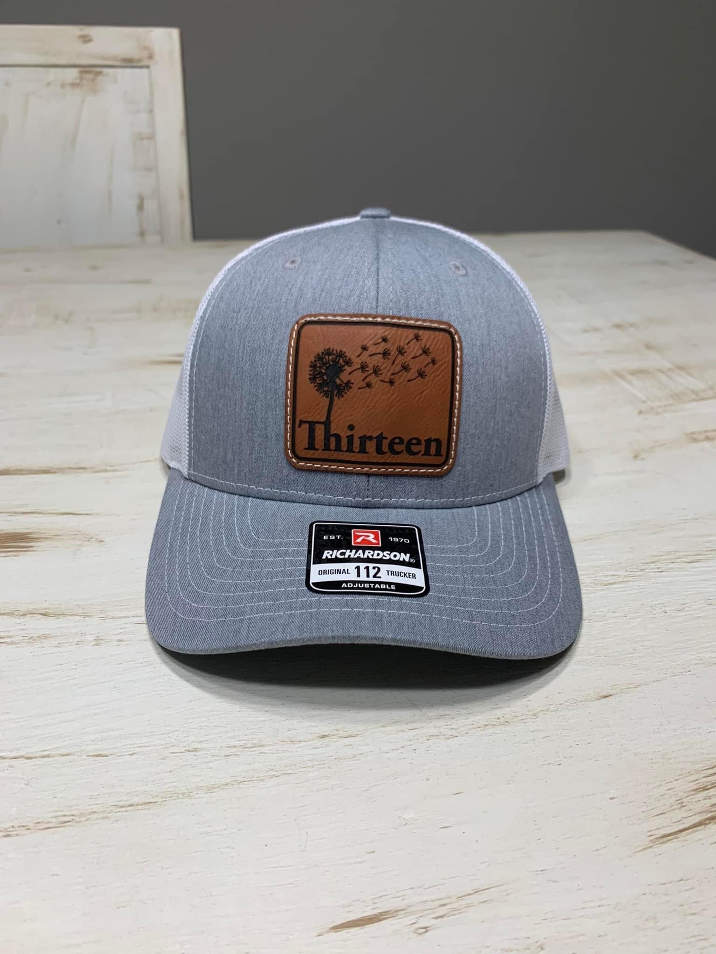 Heather Grey/ White- Rawhide Leather Patch