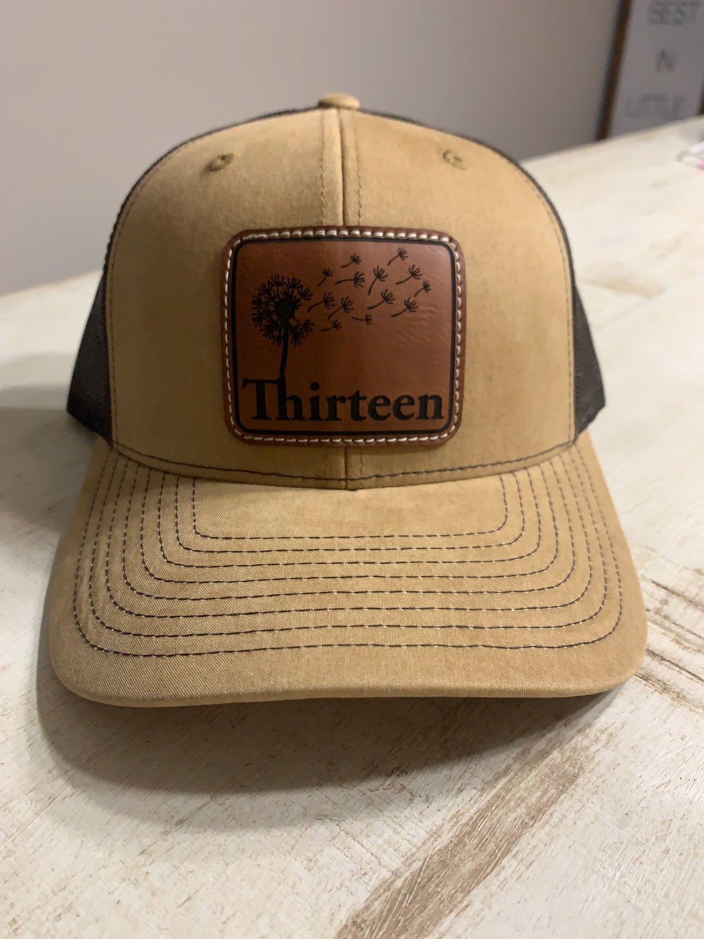 Tan Suede/ Dark Brown- Rawhide Leather Patch