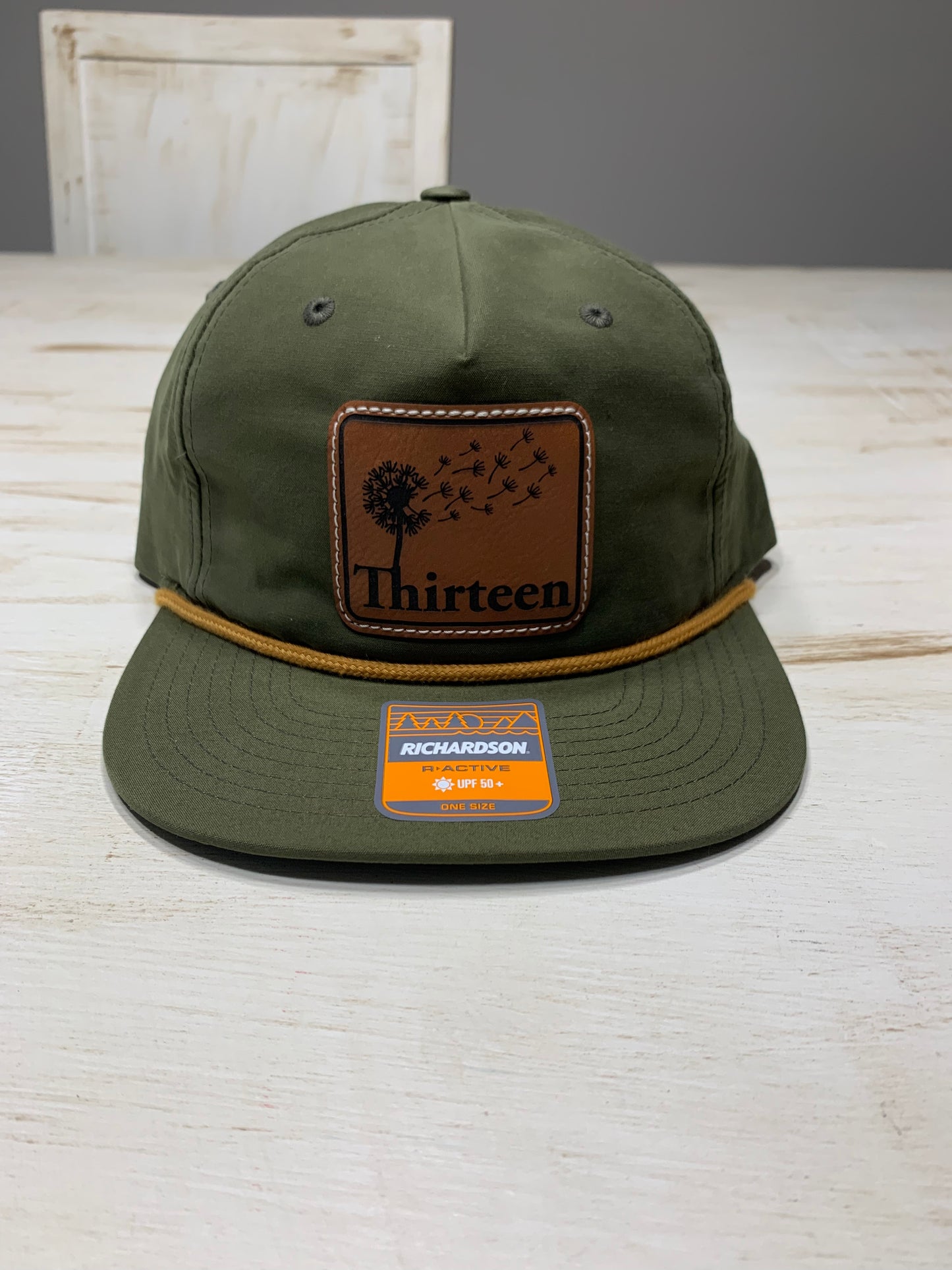 Olive Green w/ Gold Rope- Rawhide Leather Patch