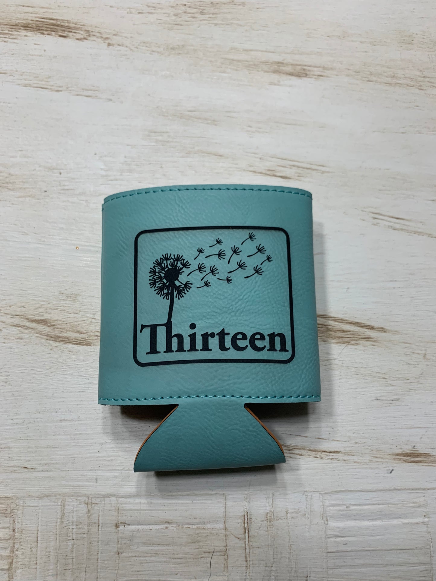Teal Leather Koozie