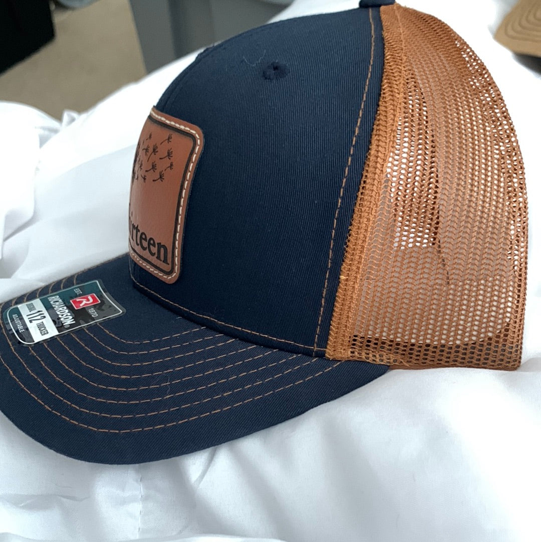 Navy/ Copper Brown- Rawhide Leather Patch