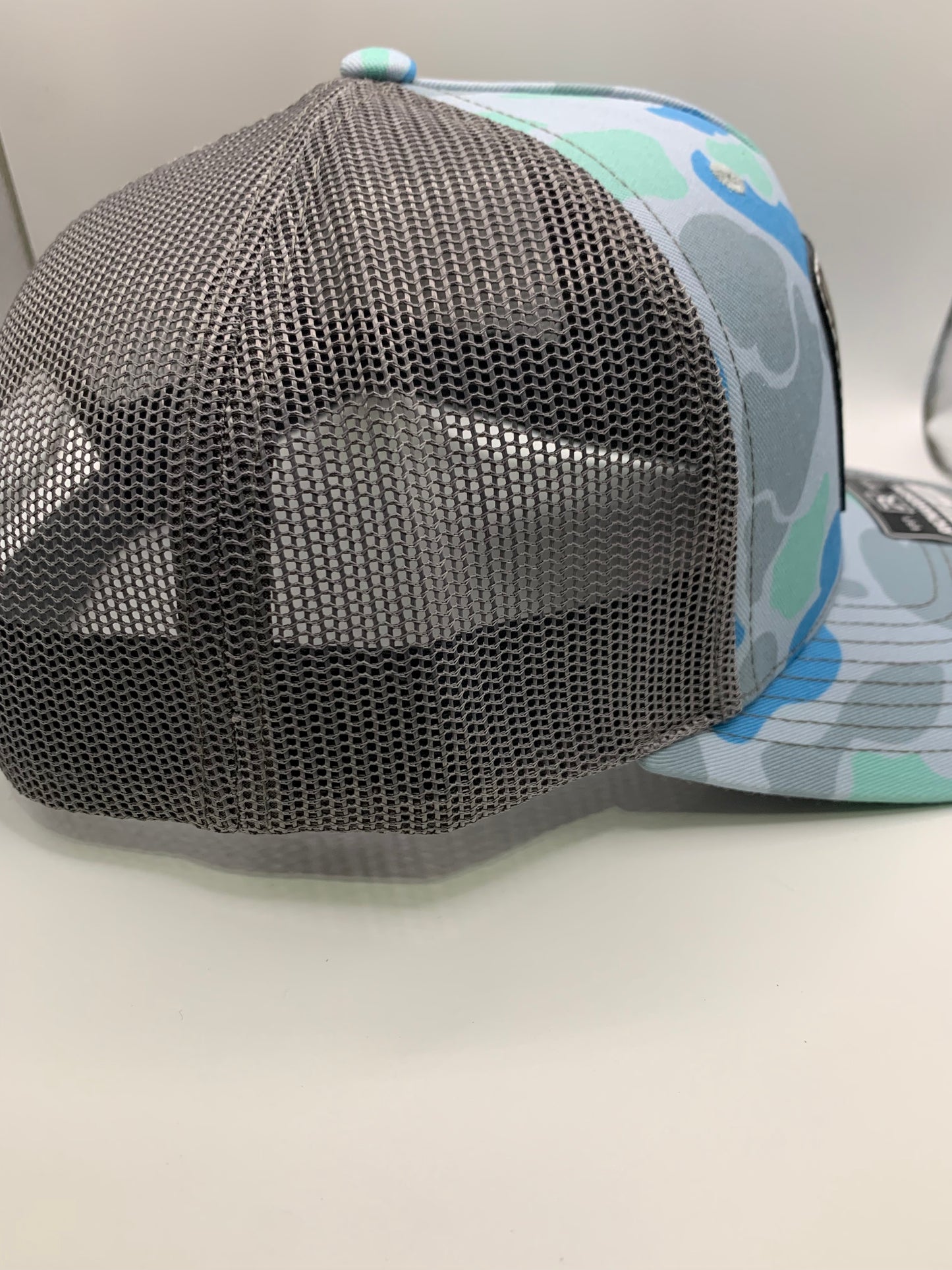 Saltwater Duck Camo/ Charcoal- Grey Leather Patch