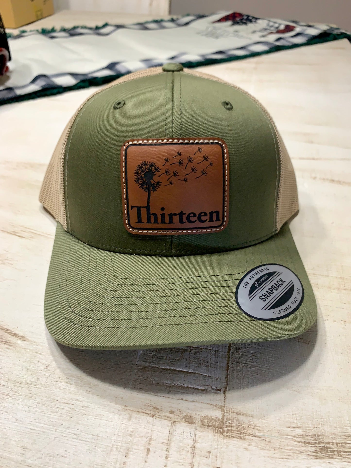 Hunting Green/ Tan- Rawhide Leather Patch