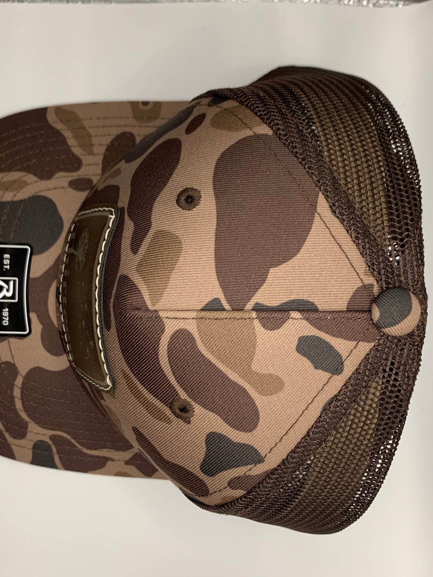 Bark Duck Camo/ Brown- Brown Leather Patch